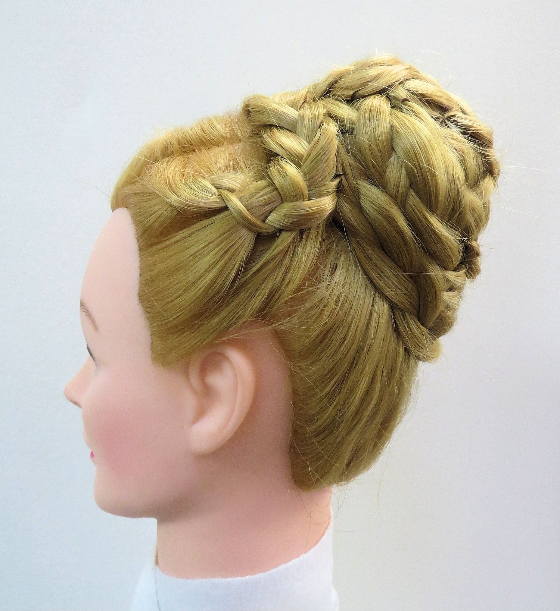 Hidden Circular Braid Bun with 3 Strand Braids