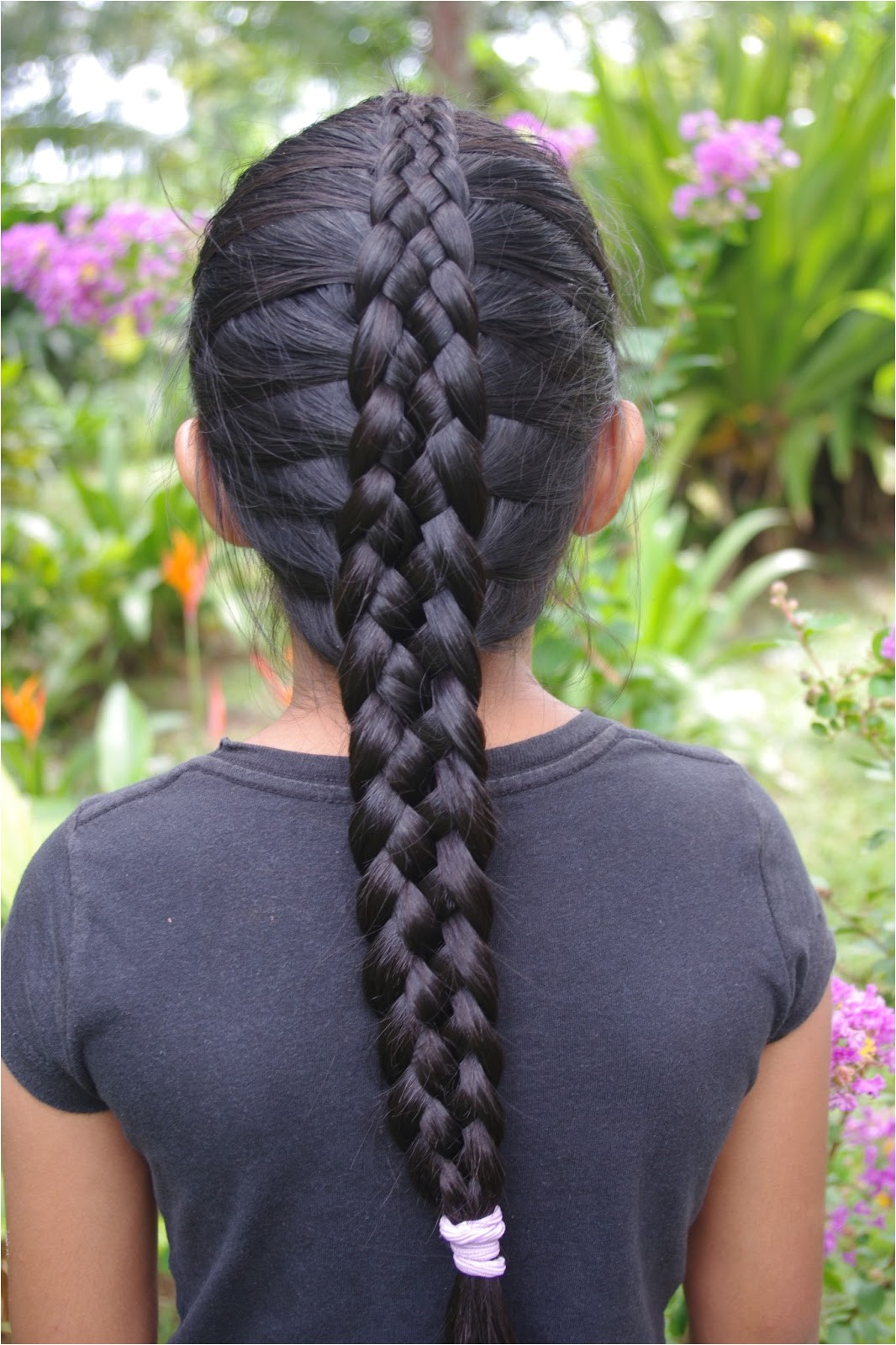 micronesian girl 6 strand french braid