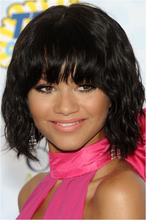 black hairstyles with bangs