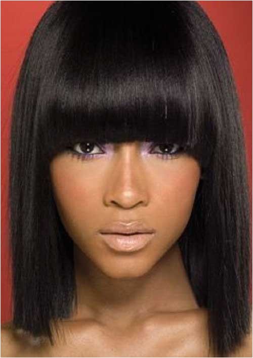 short hairstyles with bangs for black women