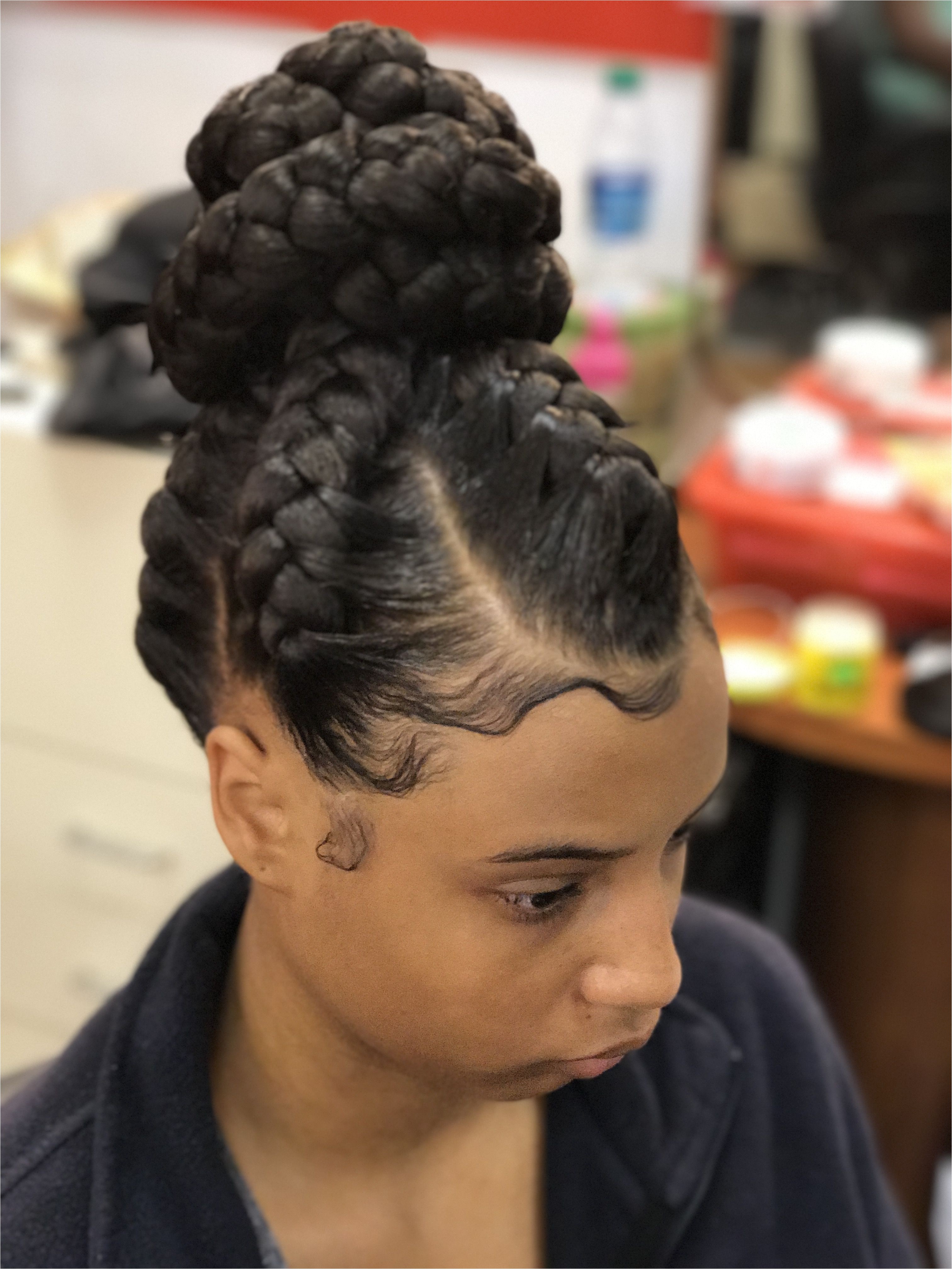 Goddess braid bun bun updo braidedhairstyles braidsandtwists