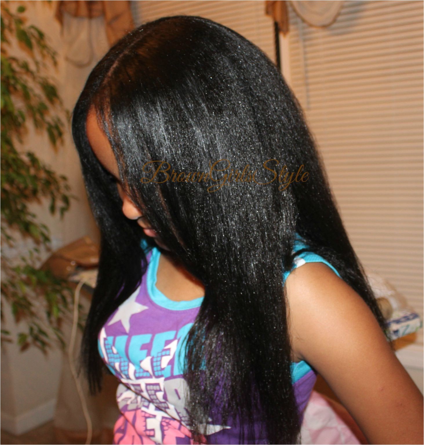 little black girls natural hair flat ironed back to school washday