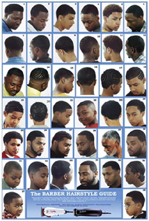 the barber hairstyle guide poster for black men