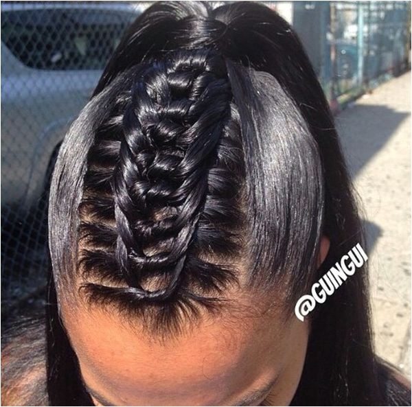 hair braided into a ponytail