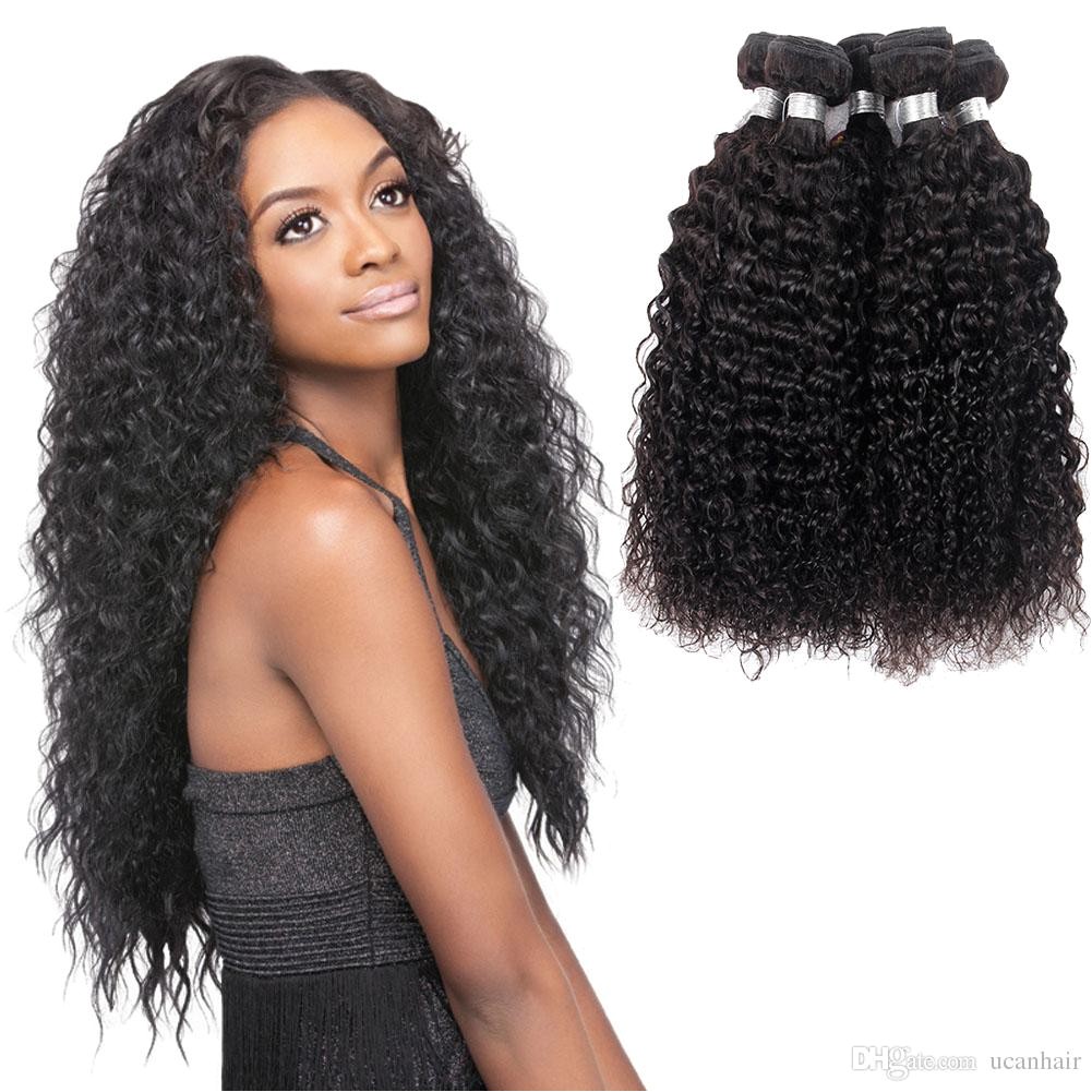 8A Brazilian Deep Wave Human Hair Bundles Kinky Curly Weave Weft Peruvian Malaysian Indian Virgin Hair Deep Curly Hair Extensions Curly Hair Curly Hair