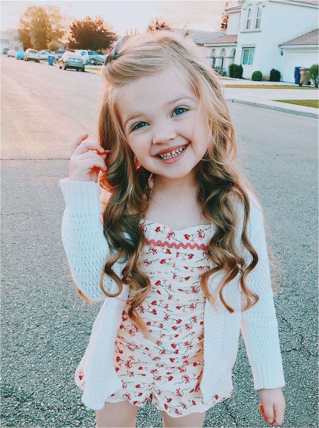 Little girl hairstyle long hair curls curled wavy beach waves