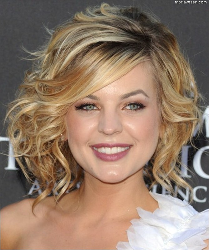 curly bob hairstyle with bangs