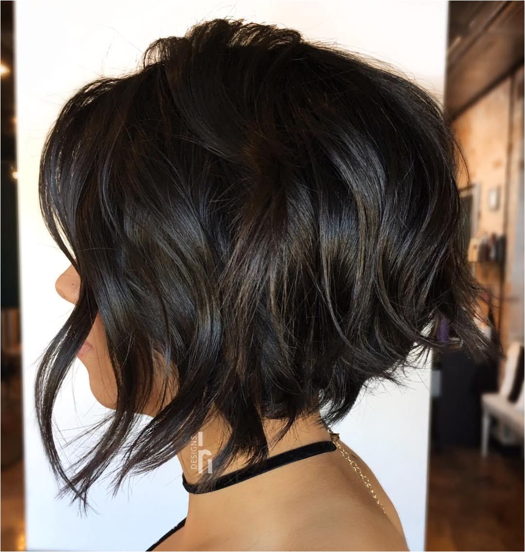Wavy Brunette Bob with Surface Layers
