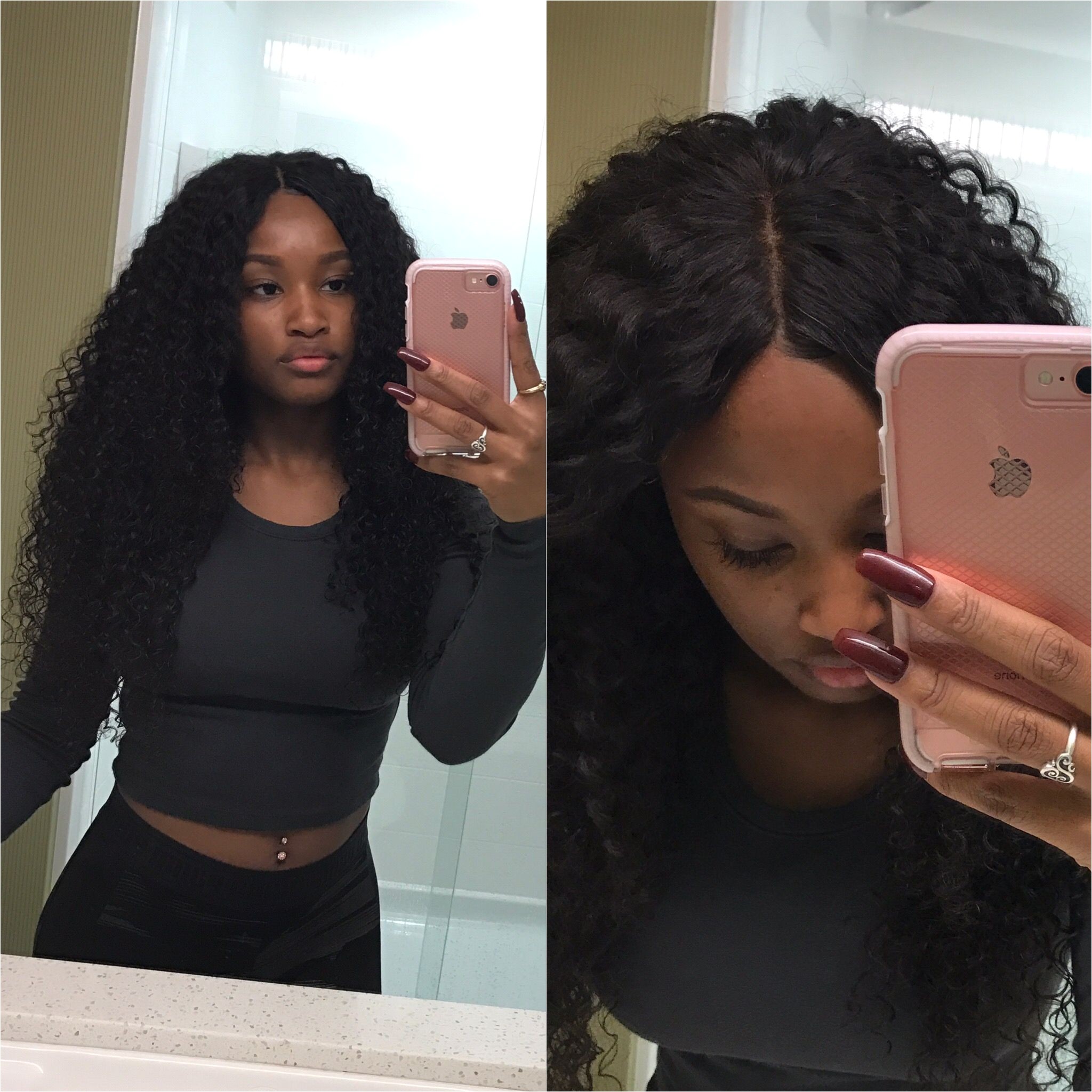 Middle part sew in with lace closure Ig hairbychasitee