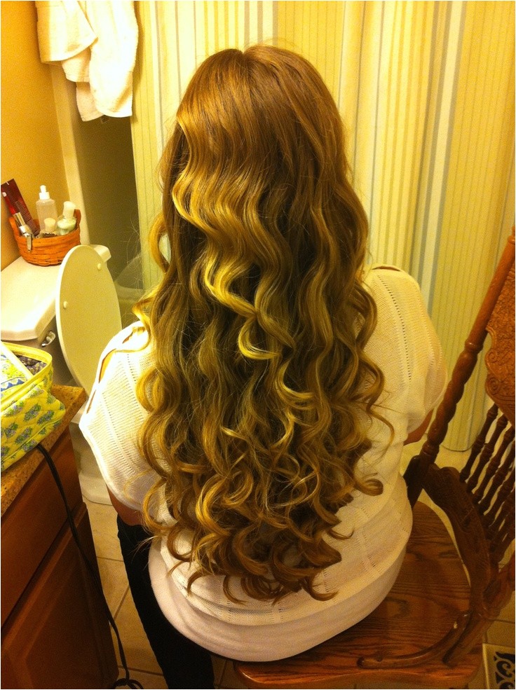 curling long hair with wand