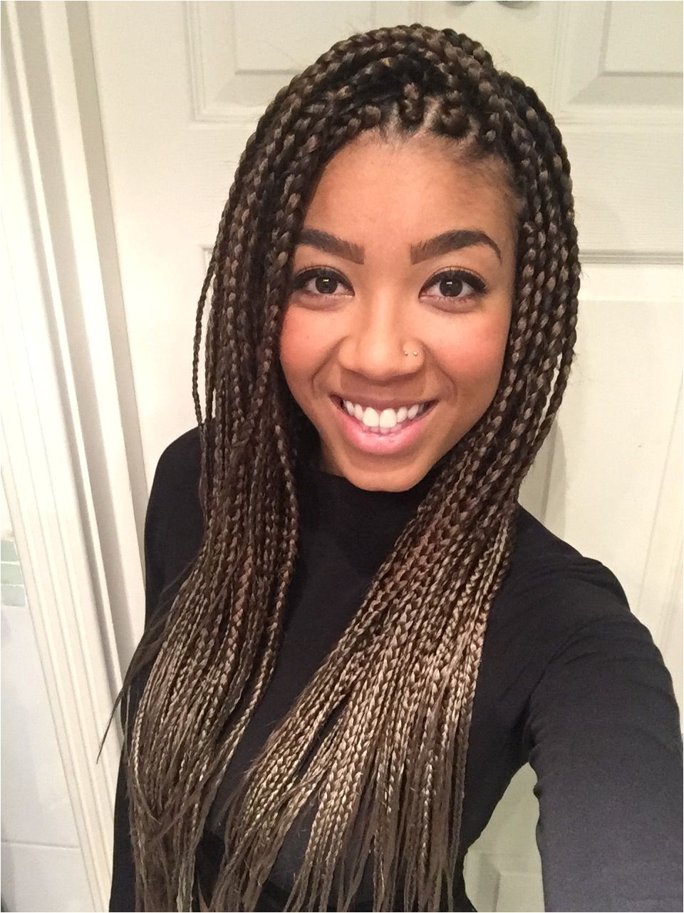 Box braids Medium long two tone light brown golden