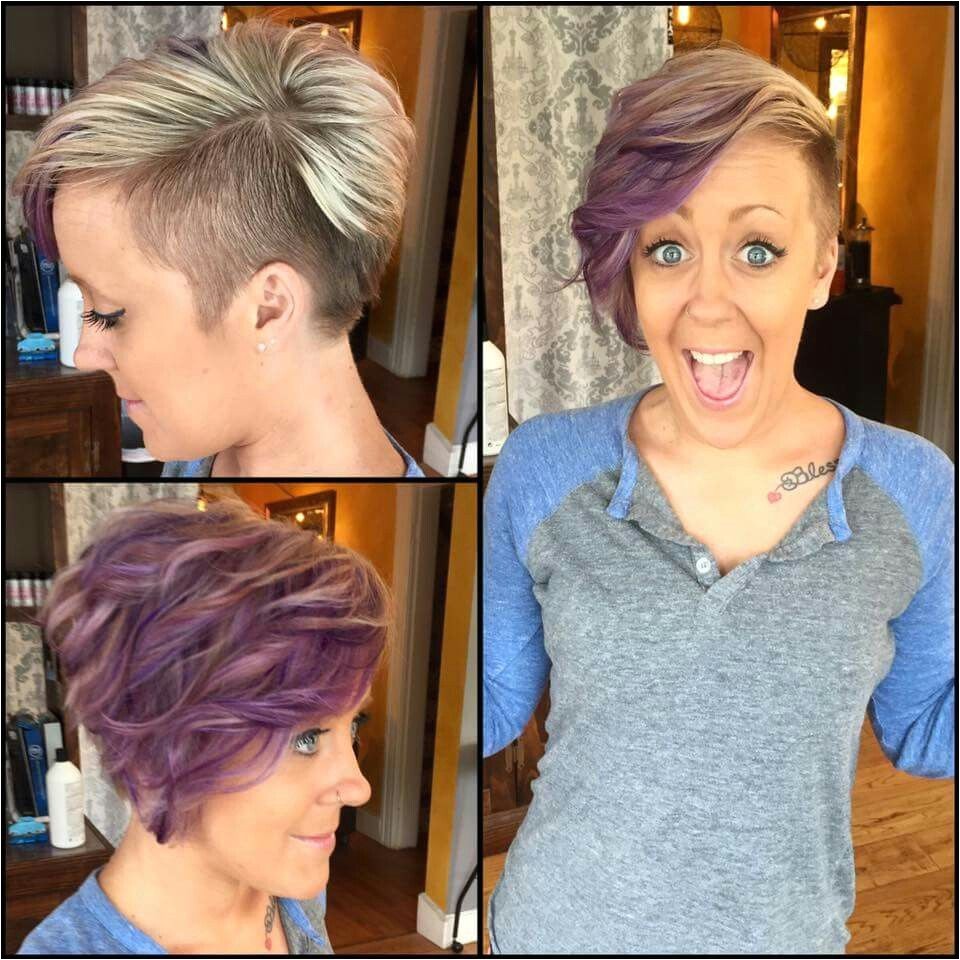 Purple highlights side shave