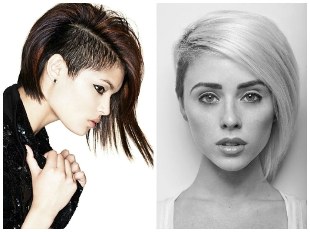 Shaved Side Asymmetrical Bob The one on the right Love Im gonna do it