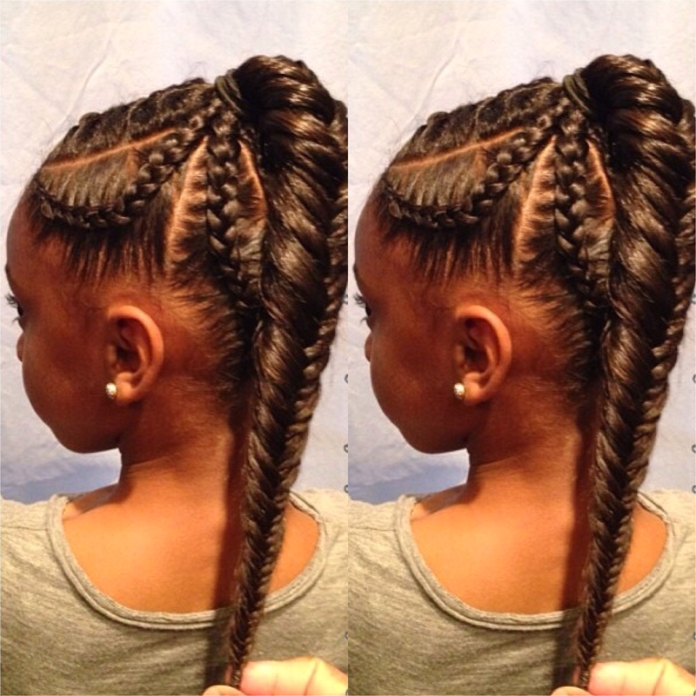 5 braid cornrow fishtail ponytail Black girl hairstyles