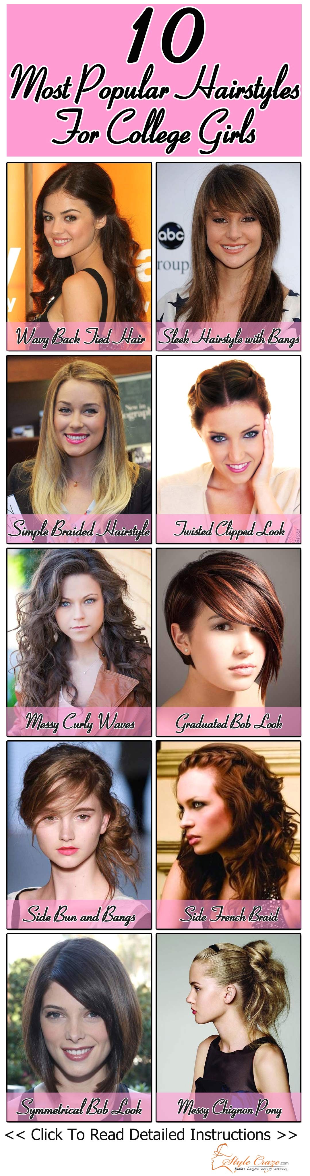 10 Most Popular Hairstyles For College Girls… Some can be used for natural curls