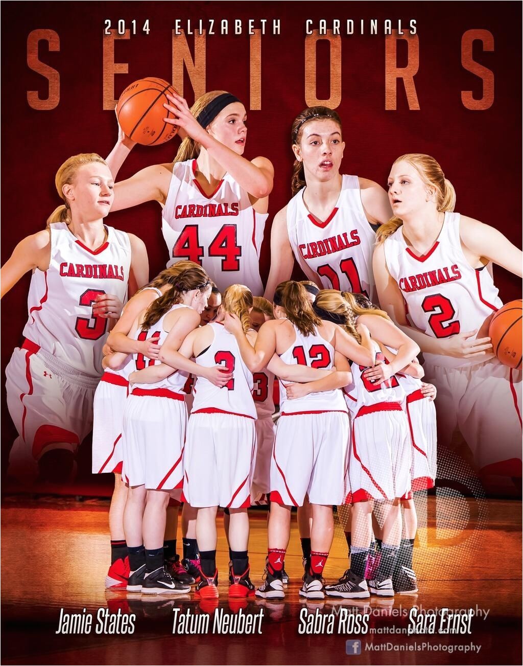 Poster design for the seniors on the Elizabeth HS girls basketball team Copyright 2014 Matt Daniels graphy mattdanphoto
