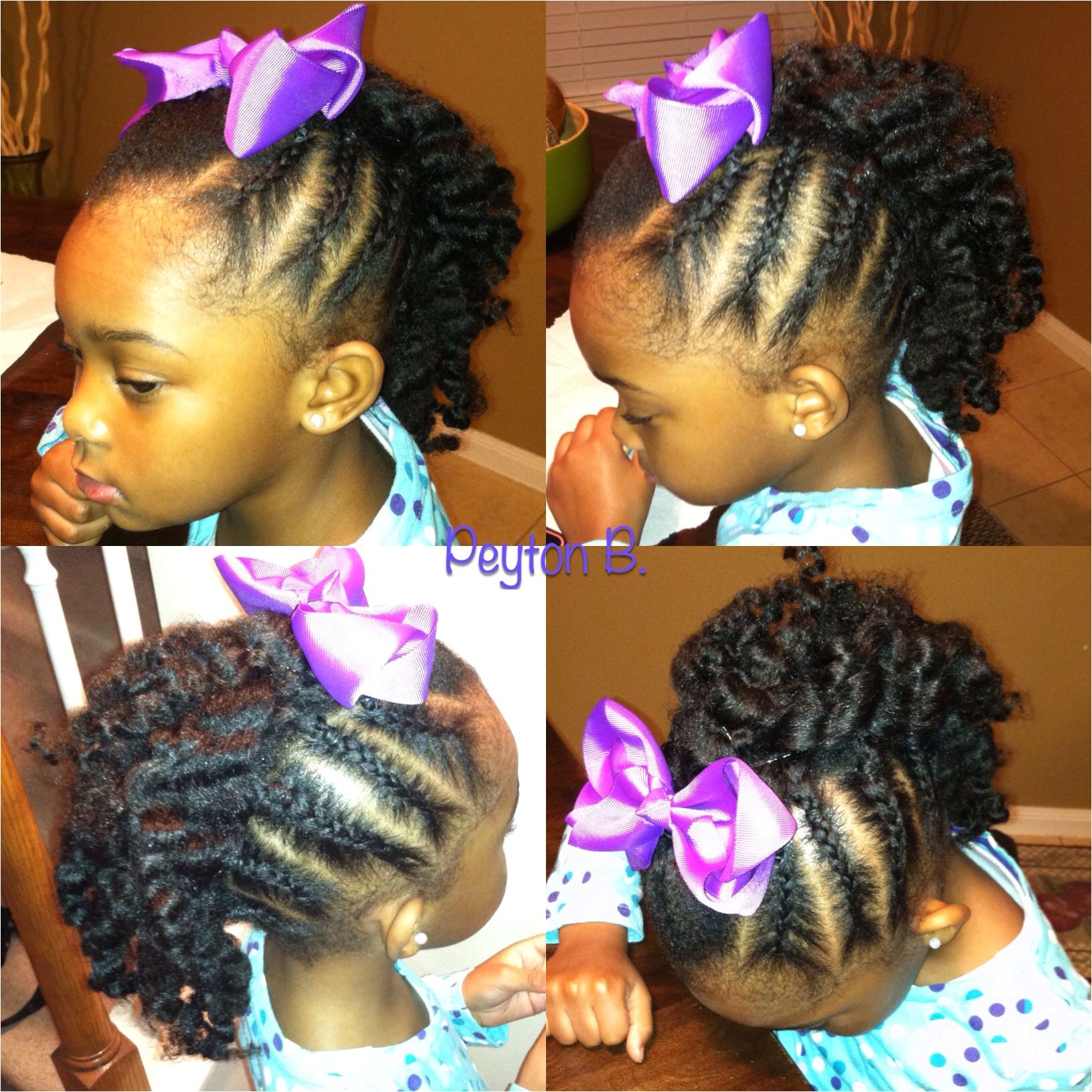 Braided Mohawk with braidout in the middle Natural hairstyles for kids