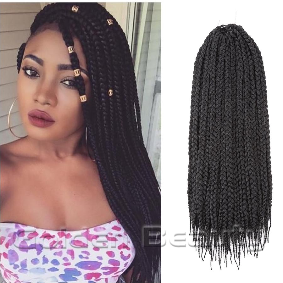 Wholesale Classical Black 3x Box Braid For All Color Hairstyles 24 Inch Long Jumbo Braid Synthetic Crochet Braiding Hair Extension Pieces Ring Extensions