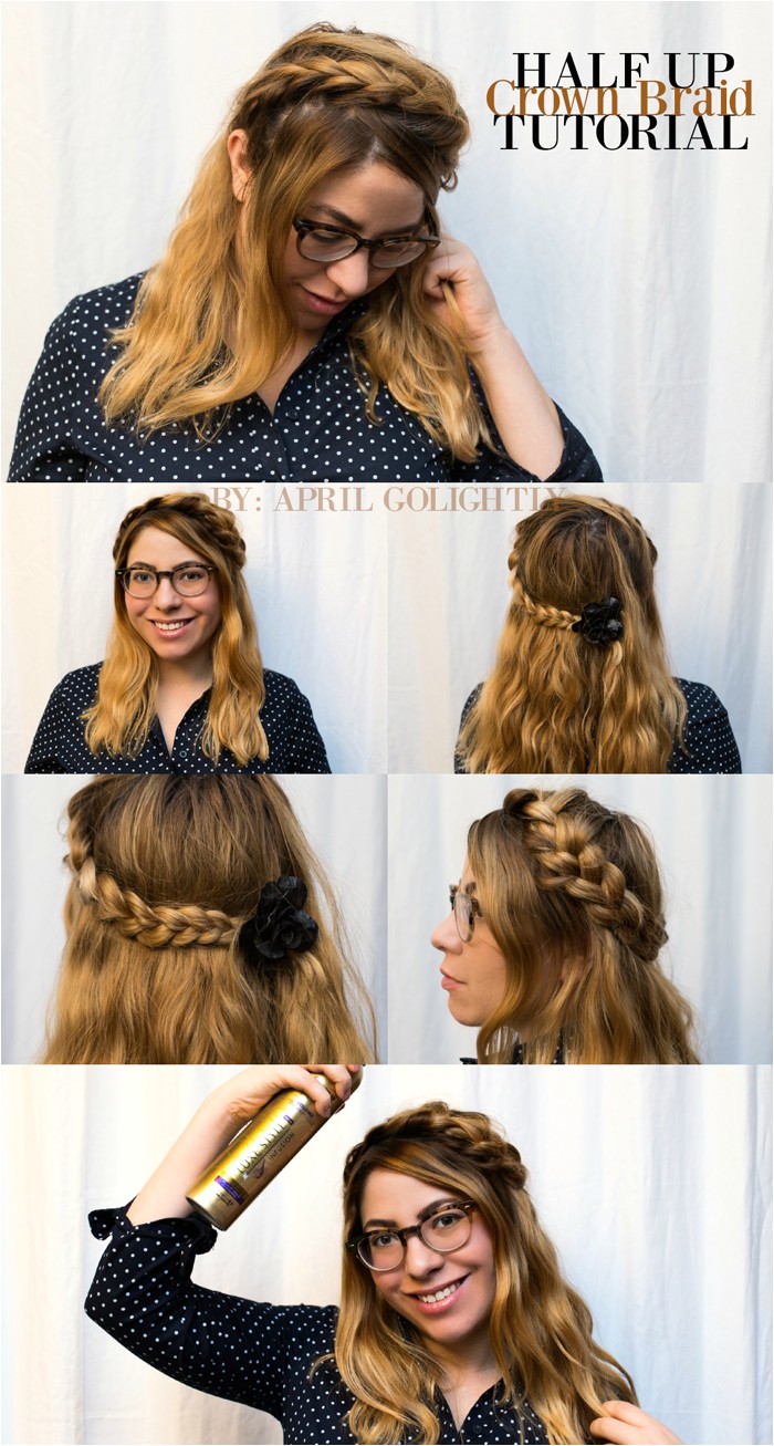 Half Up Crown Braid Tutorial for Short Hair with Suave Professional Volume products StyleItYourself ad