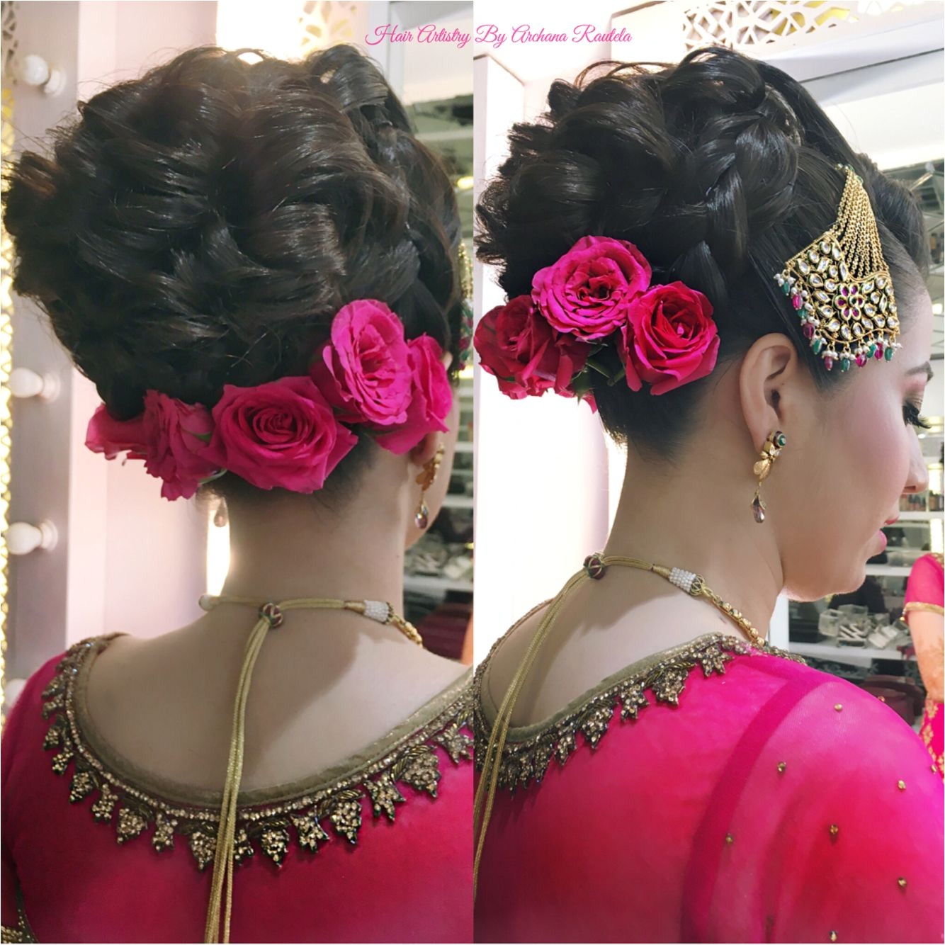 I love bridal buns Pink themeâ¤ â¤ â¤ â¤ Hair Artistry