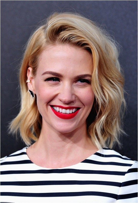 celebrity january jones latest medium bob hairstyle with waves