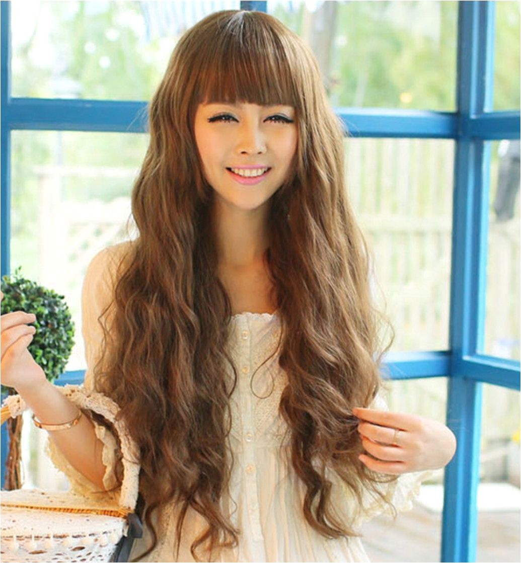 Long Curly Girls Korean Style Wig Holiday Party Graduation Causal Wear Kawaii Hair Adjustable Hairpiece Girlish Hairstyle Bangs Housewarming by 395six7 on