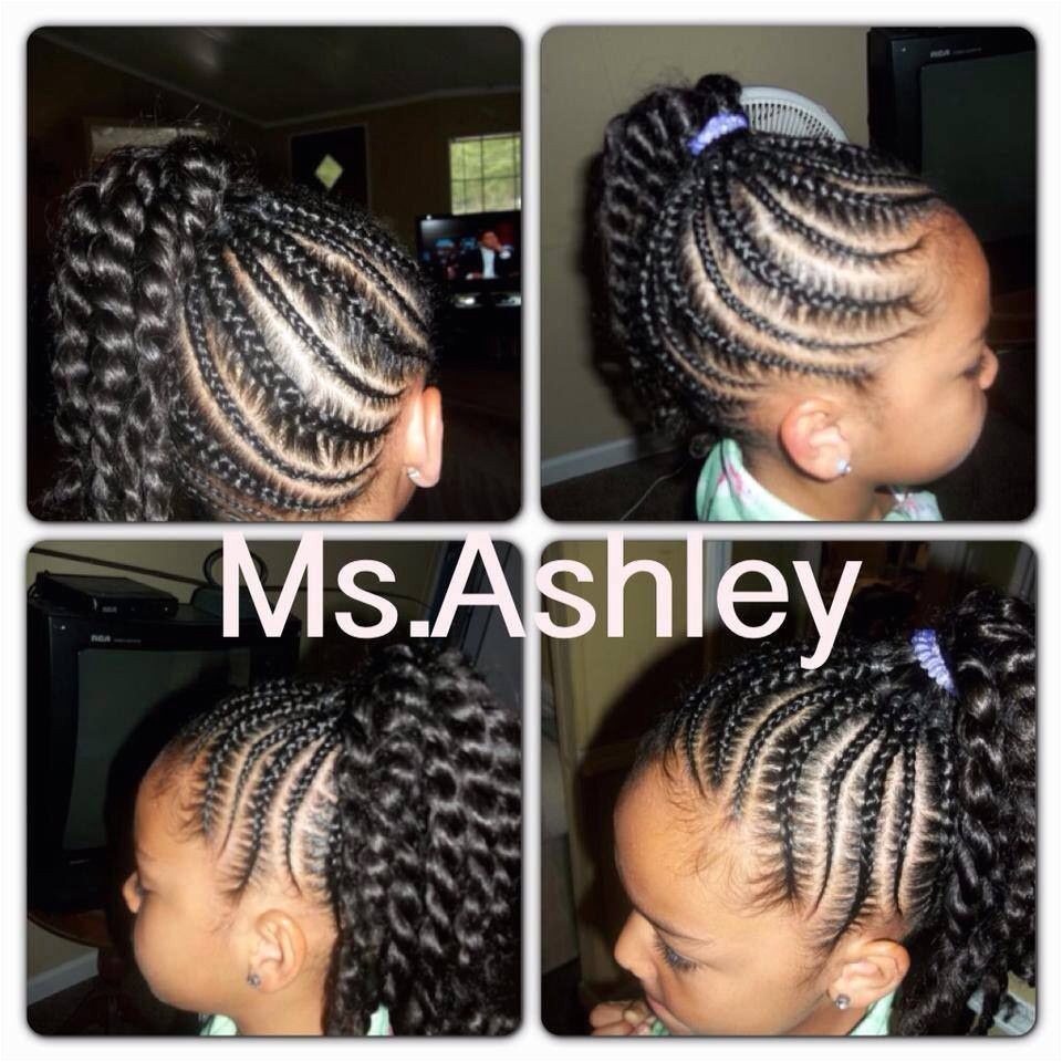 Little girl cornrow twist ponytail hairstyle