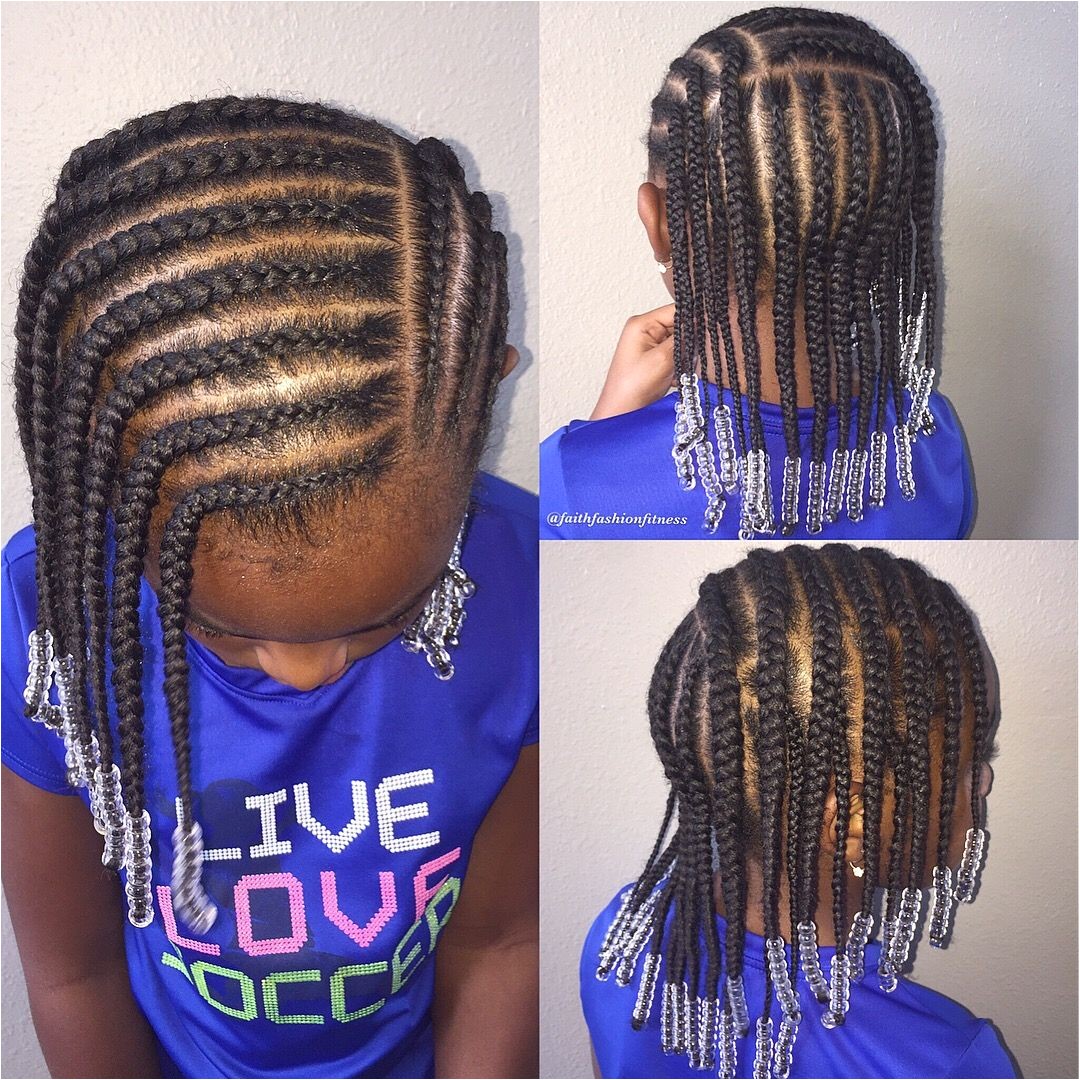 Natural hairstyle for girls Cornrows beads Natural hair