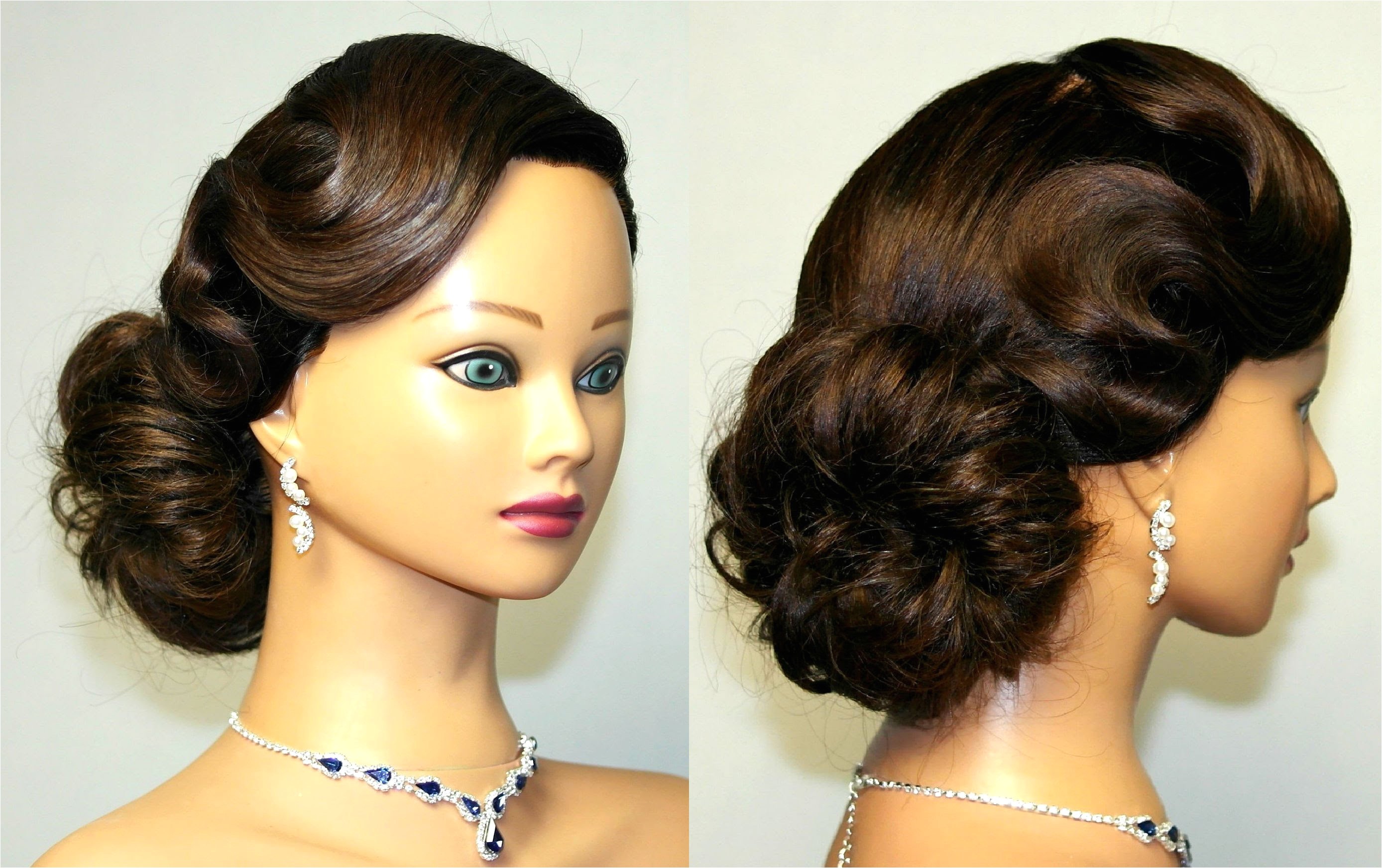 Vintage updo hairstyle for medium long hair