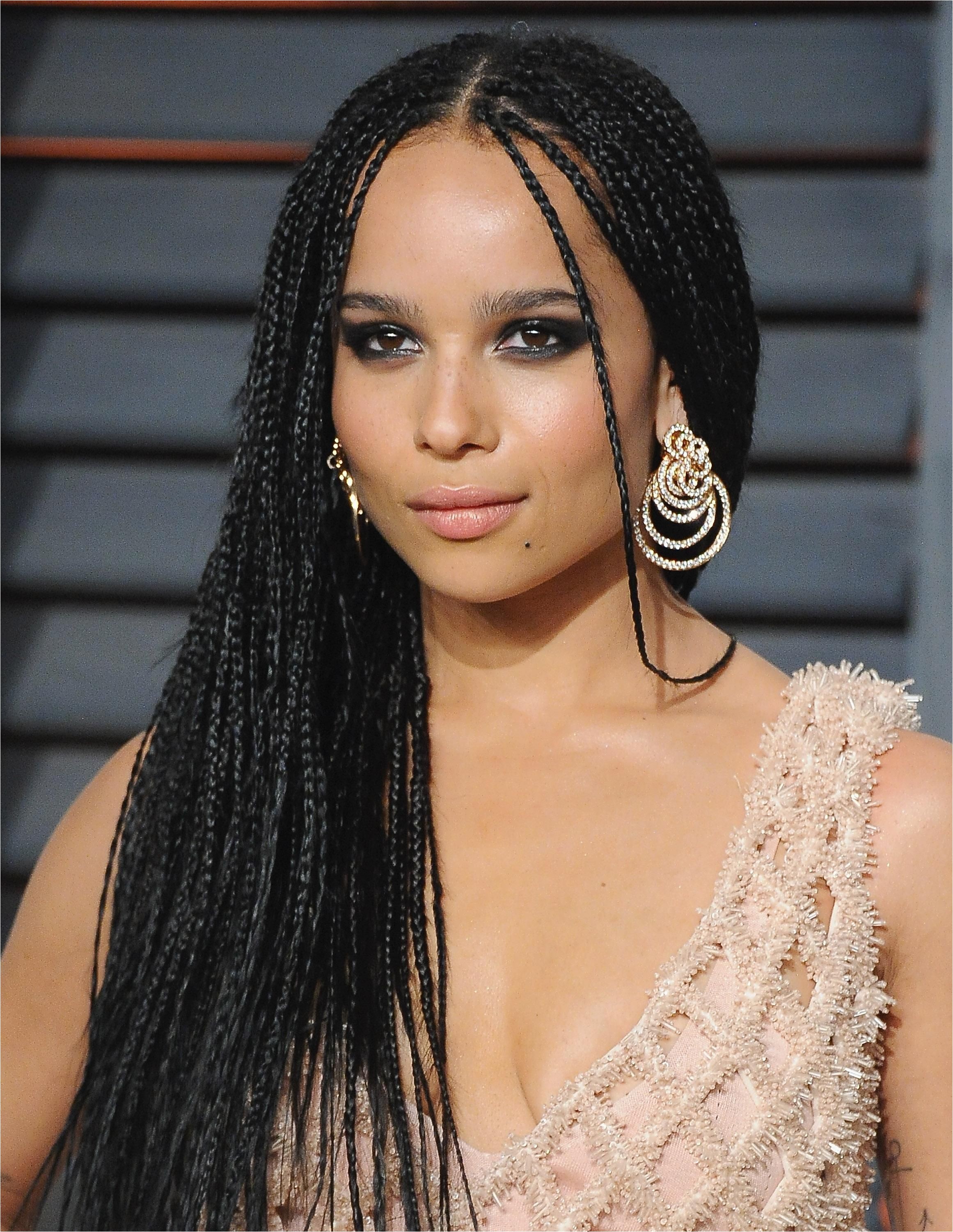 Take a tip from Zoe Kravitz and wear your hair in micro braids paired with a charcoal eye for the ultimate prom dancing do