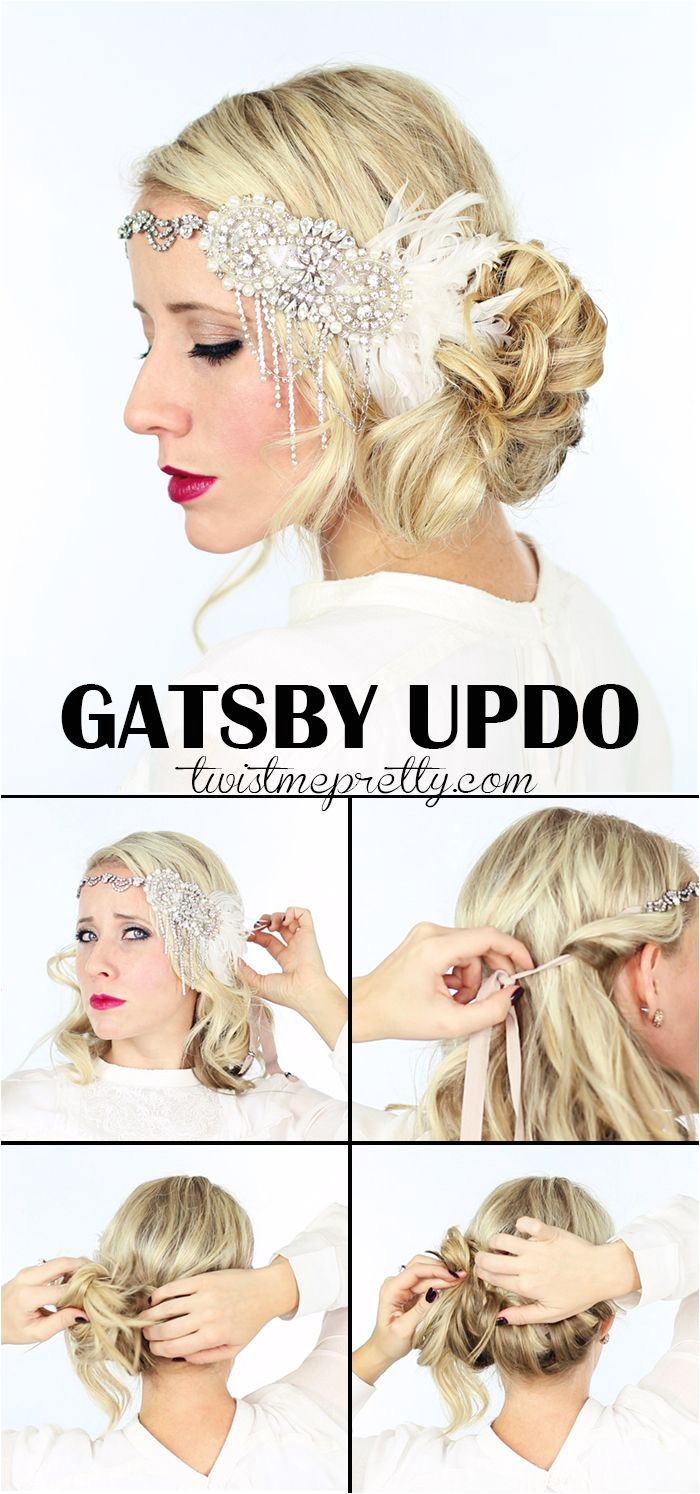 The perfect Gatsby Hairstyles for your 1920 flapper girl costume e checkout the vintage updo and watch the easy to follow video tutorial from