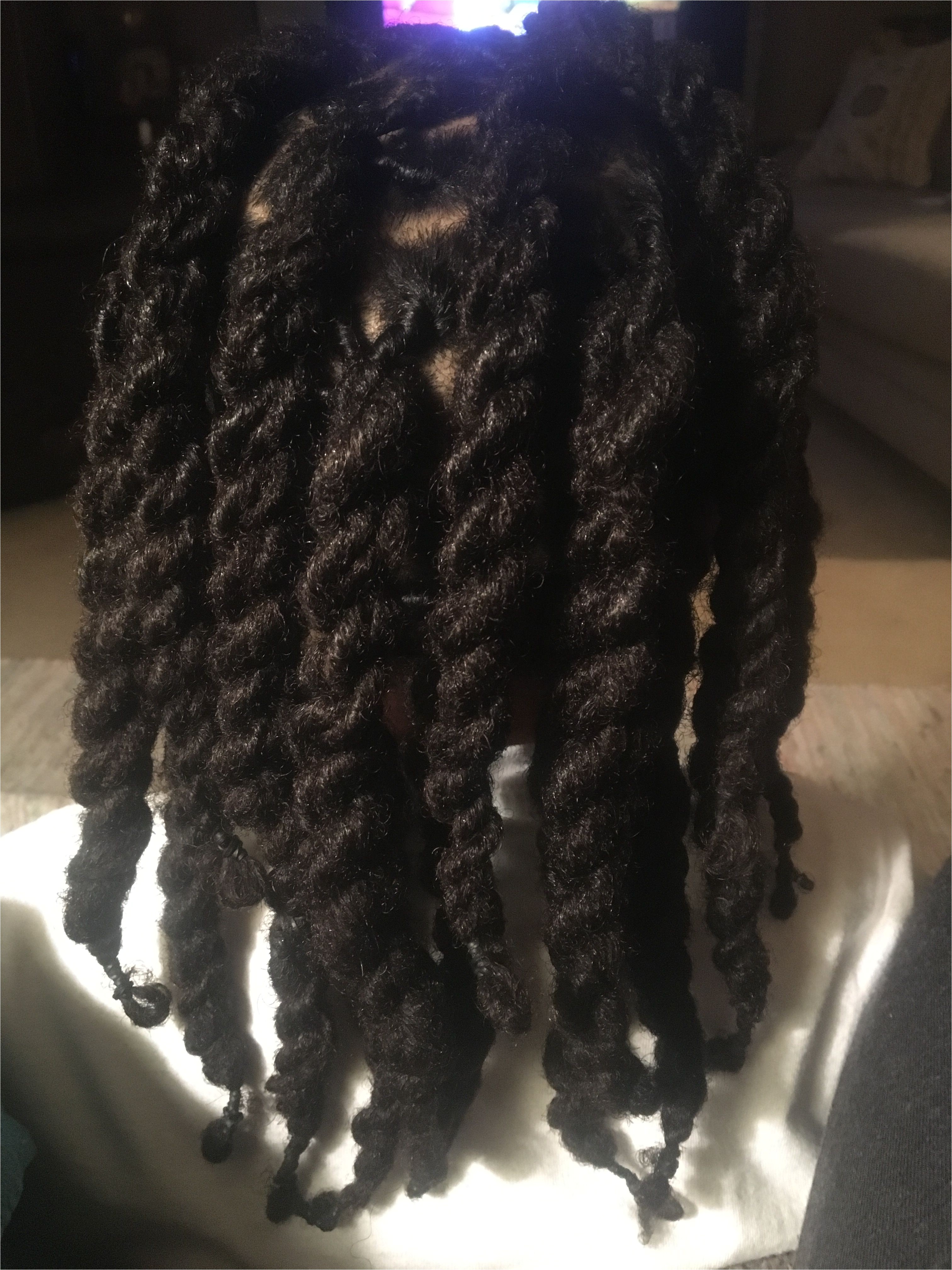 Big rope twists Achieved by twisting 4 Locs to her and holding with a rubber band