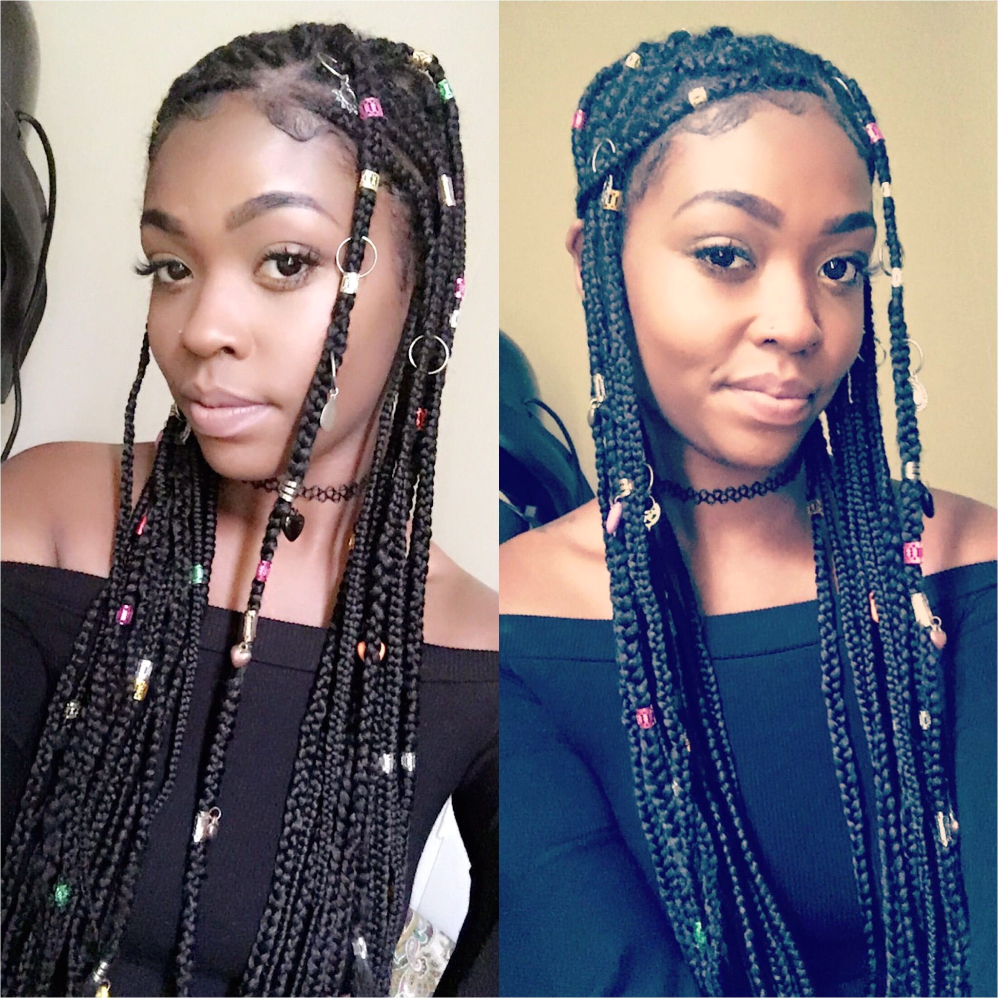 Tribal scalp braids with hair jewelry