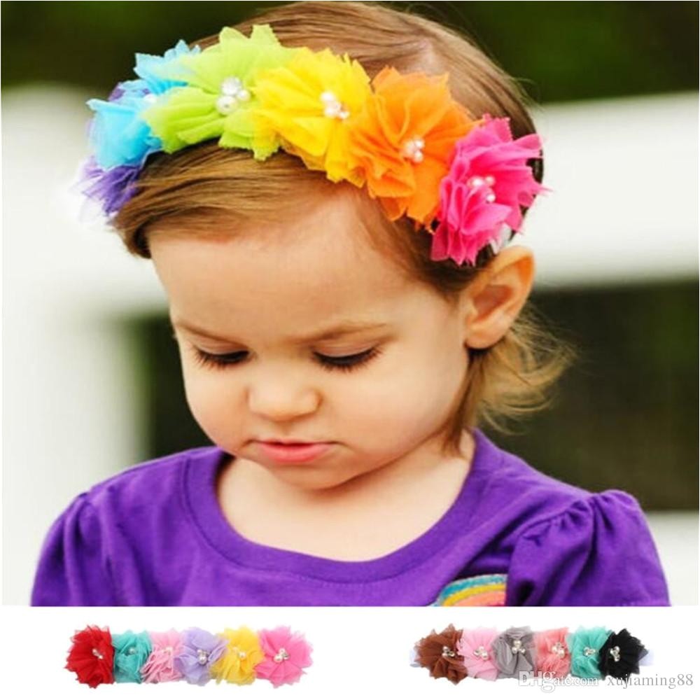Rainbow Colorful Baby Kid Headbands Flower Girl Hairband Headwear Infant Kids graphy Props Newborn Baby Hair Bands Accessories Pink Hair Accessories