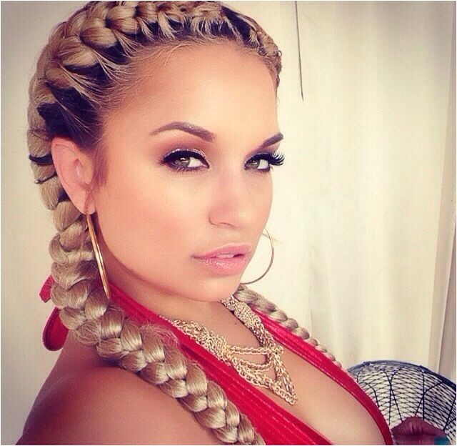 two goddess braids with weave