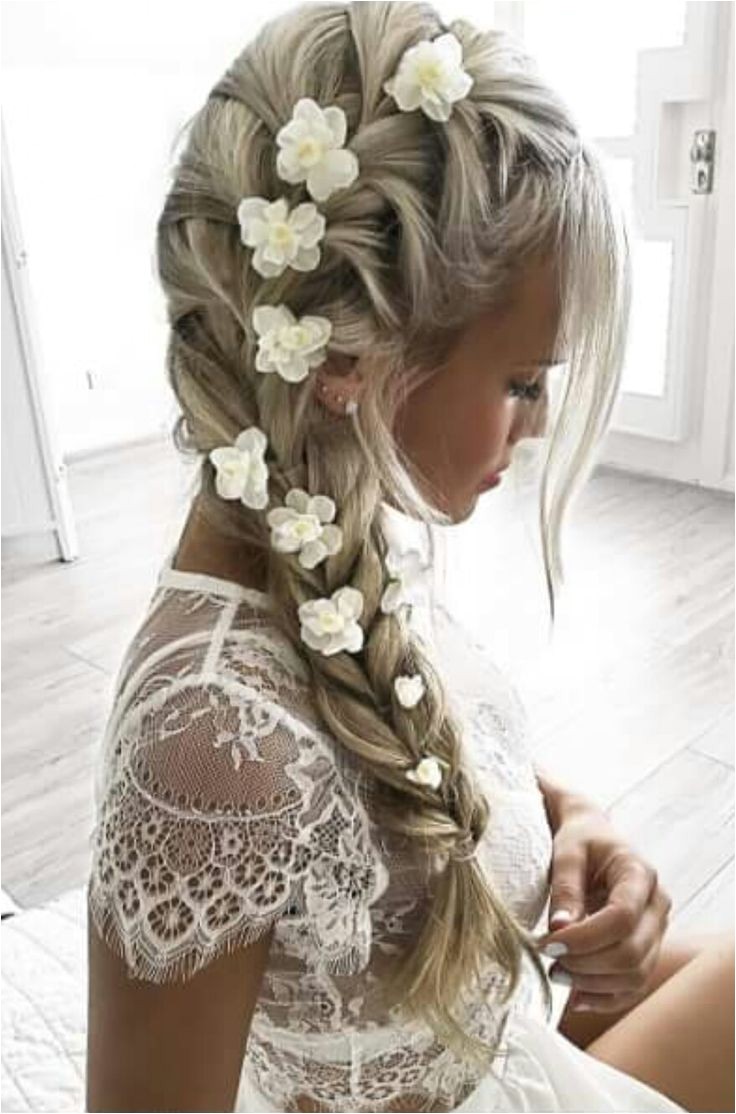 terrific side french braid hair style for brides