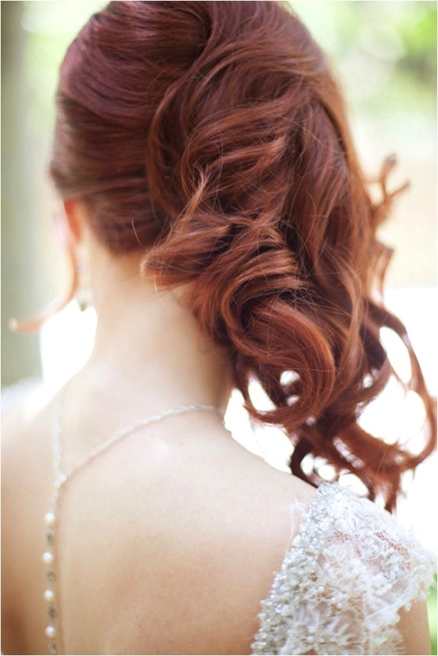 side swept waves curls wedding hairstyle 1