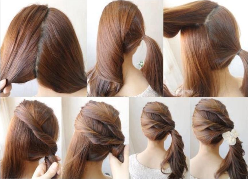 simple diy braided bun puff hairstyles pictorial tutorial for girls