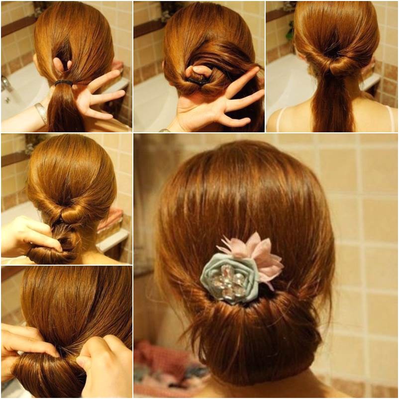 diy easy twisted hair bun hairstyle