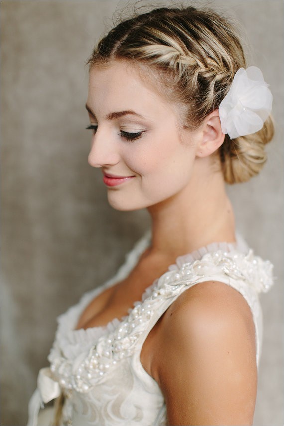 side view of braided bun for wedding