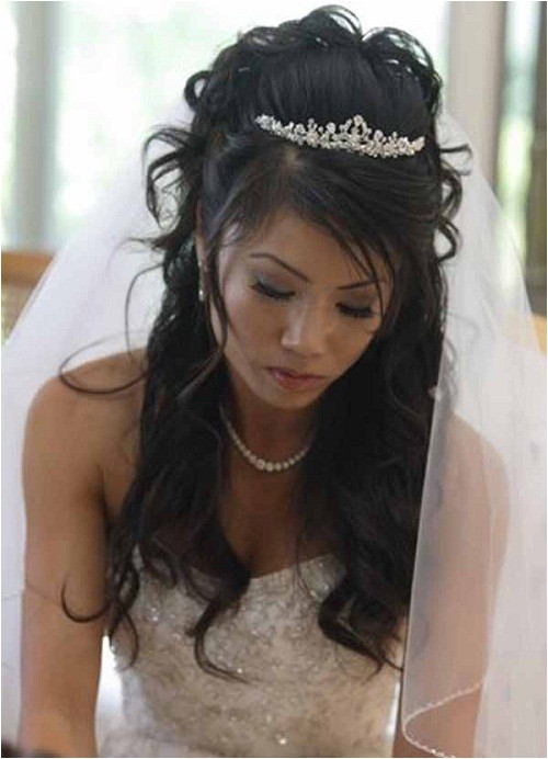 beautiful wedding hairstyles for long hair half up with veil