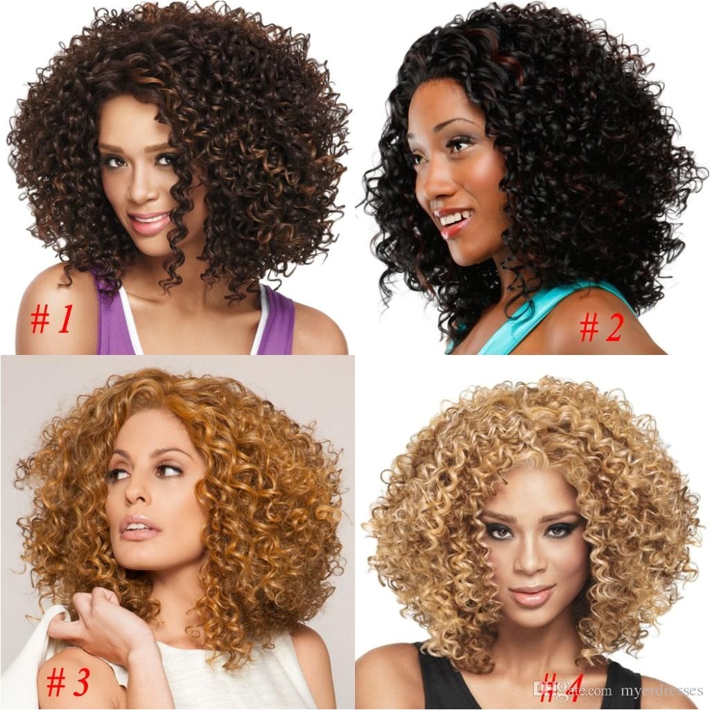 African American Wigs Synthetic Fiber Lace Front Short Afro Kinky Curly Hair Wigs For Black Women Fashion 4 Styles Brazilian Hair Weave 2016 Lace Wig Tape