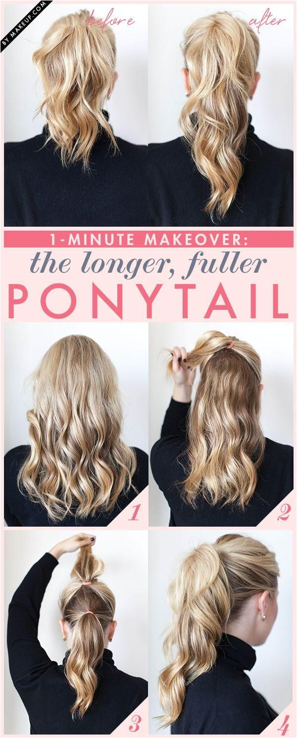 1 Minute Makeover The Longer Fuller Ponytail Diy Hairstyles Easy Ponytail Hairstyles