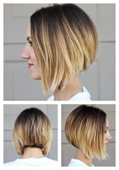 Short angled ombre bob from all sides Fine Hair Hairstyles 2018 Medium Bob