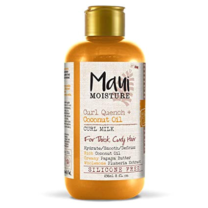 Maui Moisture Curl Quench Coconut Oil Curl Milk 8 Ounce Creamy Silicone Free