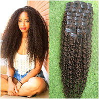 New Product Brown Black Blonde Human Clip in Hair Extensions 9pcs Brazilian Kinky Curly Clip in Hair Extensions 100g kinky afro hair 18 24"