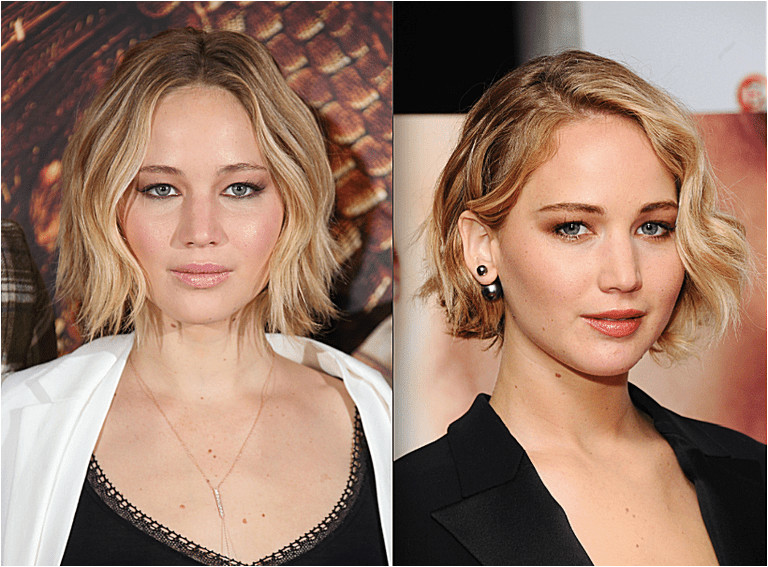 a Round Face Jennifer Lawrence with short hair