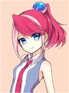 1girl alternate hairstyle blue eyes hiiragi yuzu multicolored hair necktie pink hair ponytail sleeveless smile solo tere two tone hair yuu