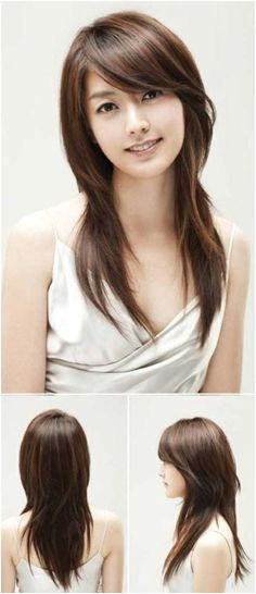 Asian Straight Layered Hair With Side Bangs Asian Side Swept Bangs New Straight Long Layered Haircuts With Side Swept Bangs New Design InspirationStraight