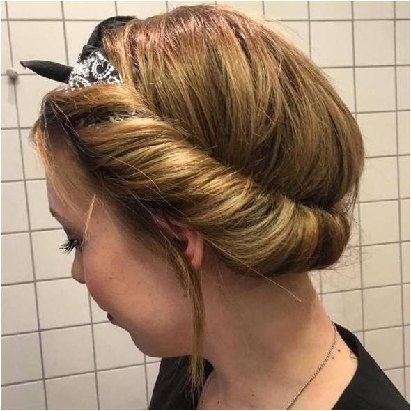 Roll Updo With A Head Scarf